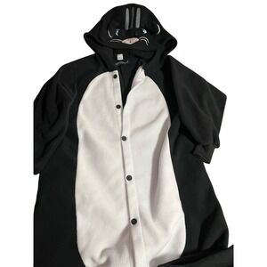 Cat Costume- Black and white fleece adult small cat suit